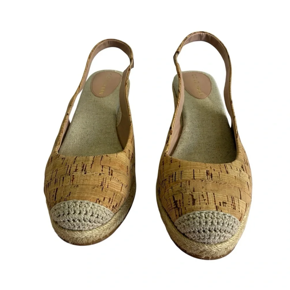 Cole Haan Women's Cloudfeel Natural Linen Espadrille Wedge Slingback Size 9
